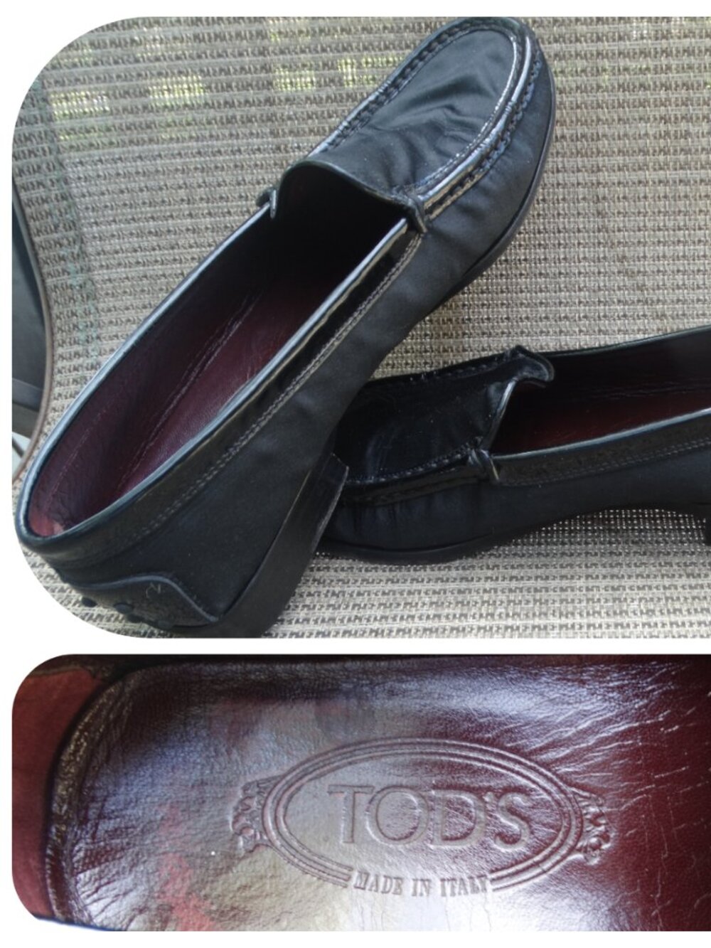 Tod's Women's Size 40/US 9 Satin Fabric Loafer Shoe Black Driving Italy
